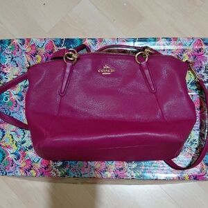 Coach Women's Magenta Leather Shoulder Bag